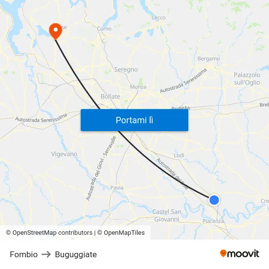 Fombio to Buguggiate map
