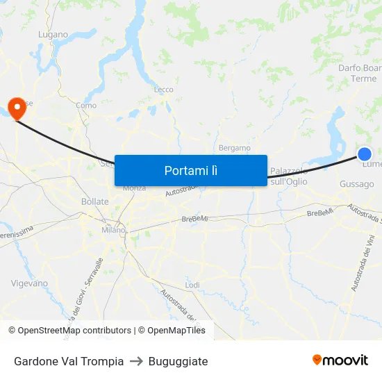 Gardone Val Trompia to Buguggiate map