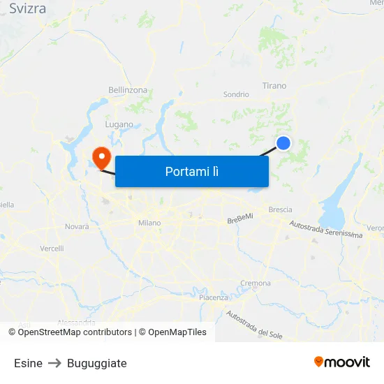 Esine to Buguggiate map