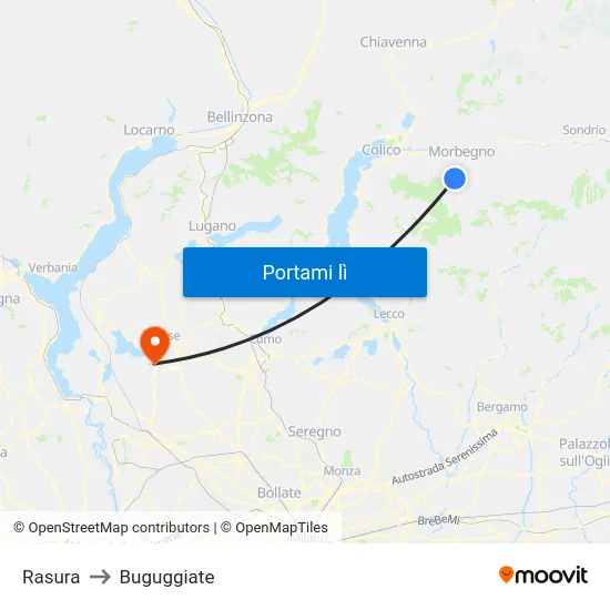 Rasura to Buguggiate map