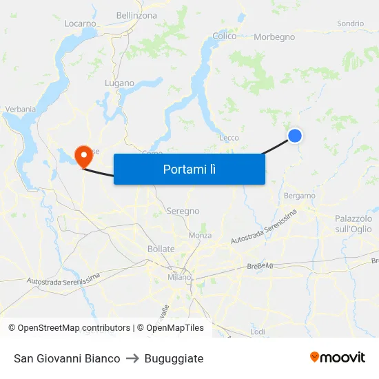 San Giovanni Bianco to Buguggiate map