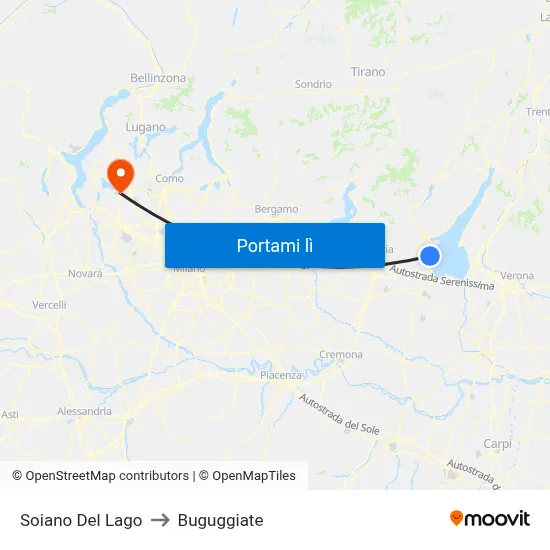 Soiano Del Lago to Buguggiate map