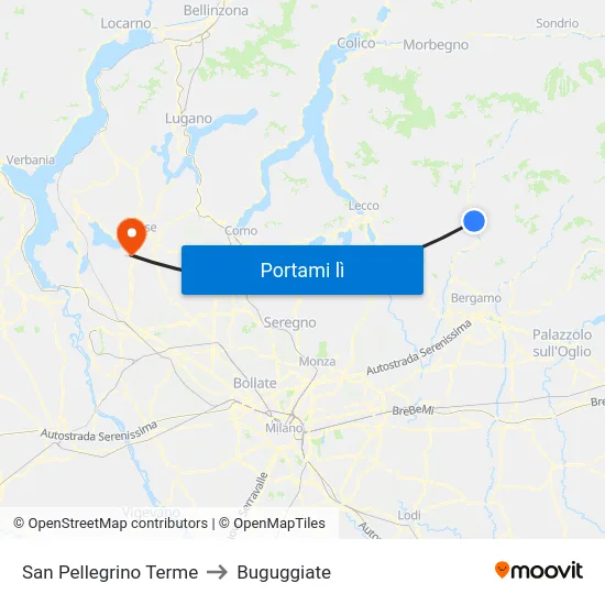 San Pellegrino Terme to Buguggiate map