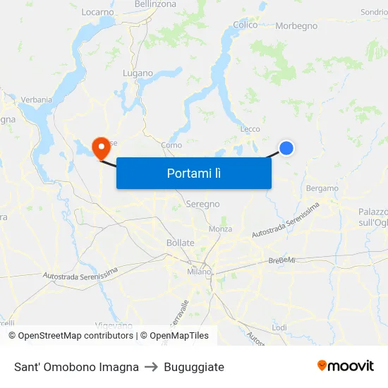 Sant' Omobono Imagna to Buguggiate map