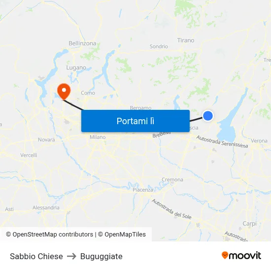 Sabbio Chiese to Buguggiate map