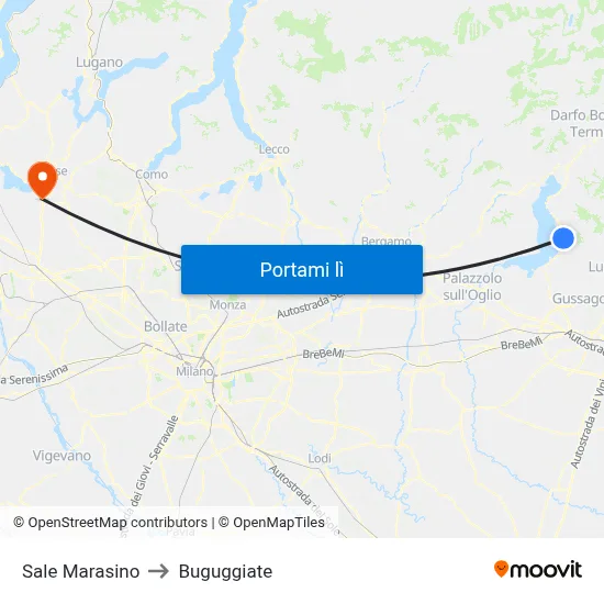 Sale Marasino to Buguggiate map