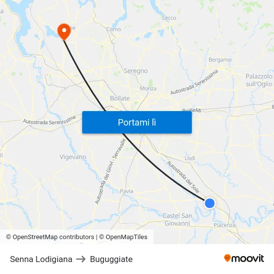 Senna Lodigiana to Buguggiate map