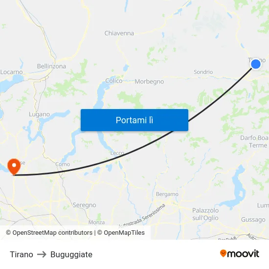 Tirano to Buguggiate map