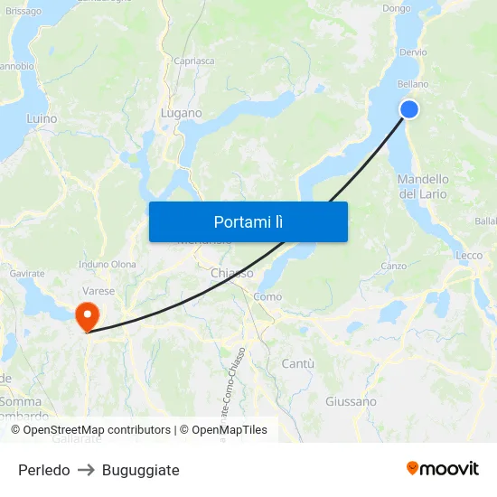 Perledo to Buguggiate map