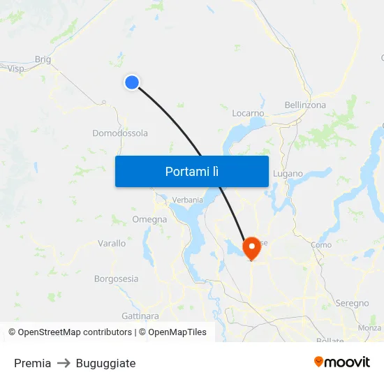 Premia to Buguggiate map
