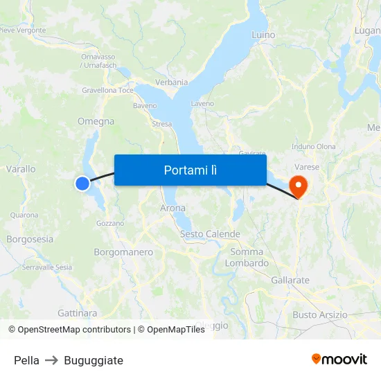 Pella to Buguggiate map