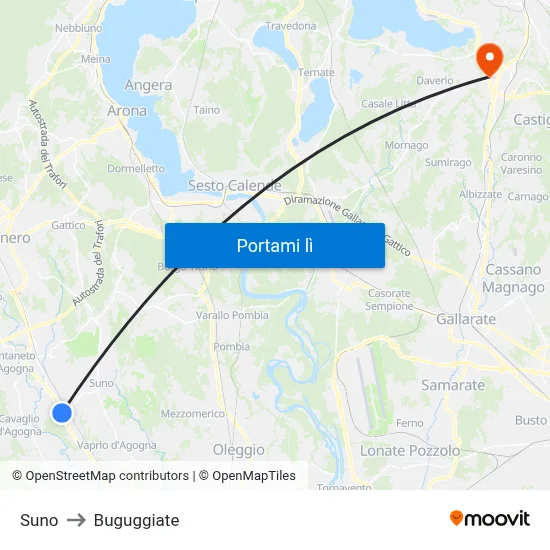 Suno to Buguggiate map