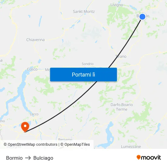 Bormio to Bulciago map