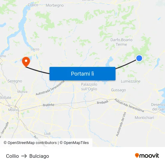 Collio to Bulciago map