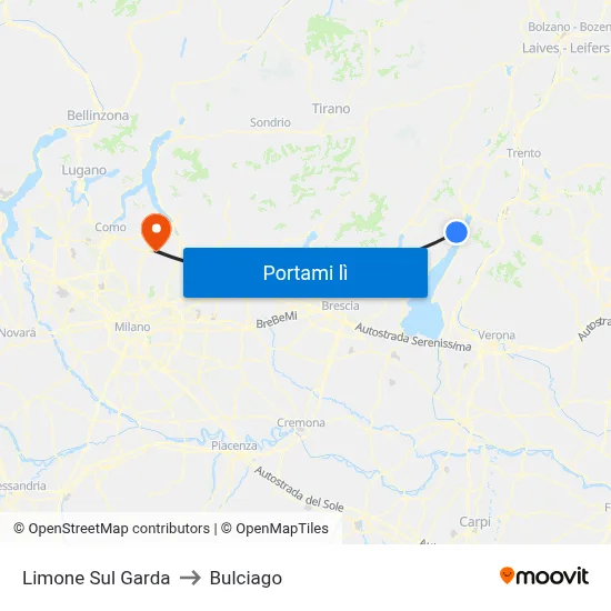 Limone Sul Garda to Bulciago map