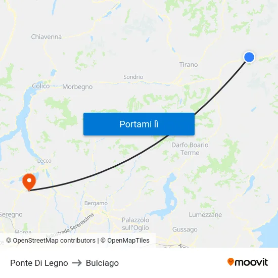 Ponte Di Legno to Bulciago map