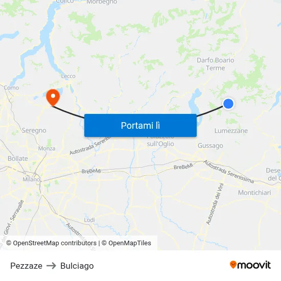 Pezzaze to Bulciago map