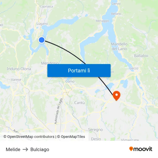 Melide to Bulciago map