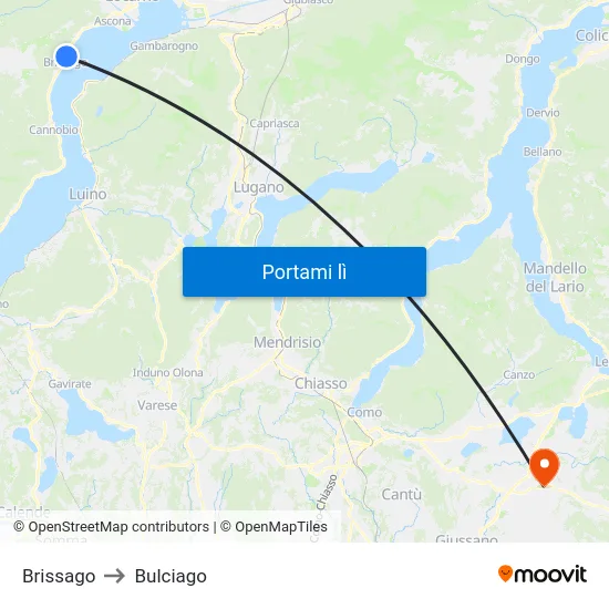 Brissago to Bulciago map