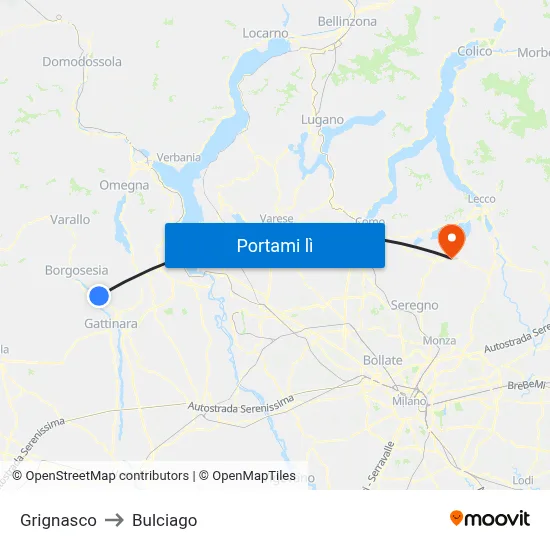 Grignasco to Bulciago map