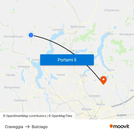 Craveggia to Bulciago map