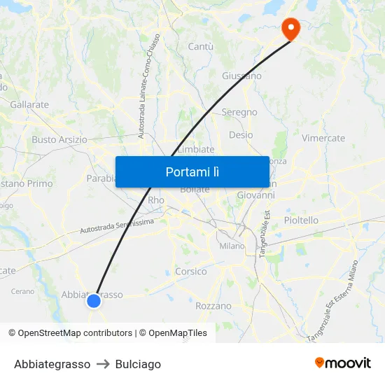 Abbiategrasso to Bulciago map