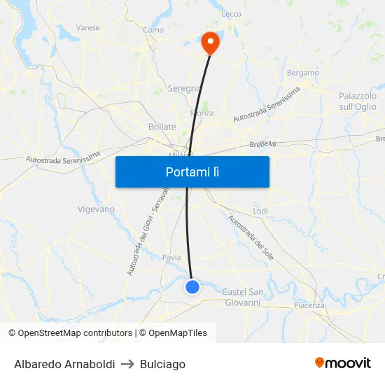 Albaredo Arnaboldi to Bulciago map