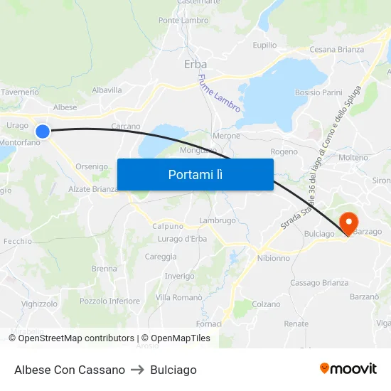 Albese Con Cassano to Bulciago map