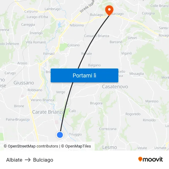 Albiate to Bulciago map