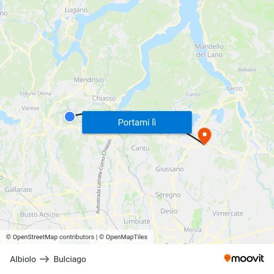 Albiolo to Bulciago map