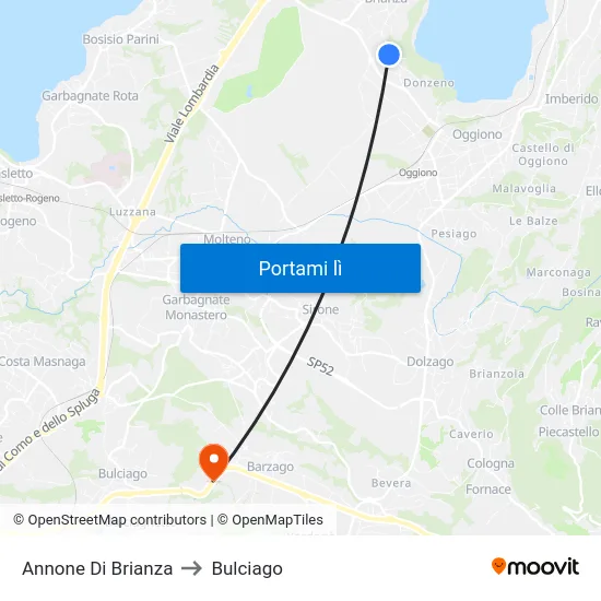 Annone Di Brianza to Bulciago map