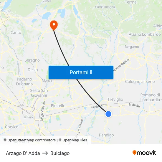 Arzago D' Adda to Bulciago map