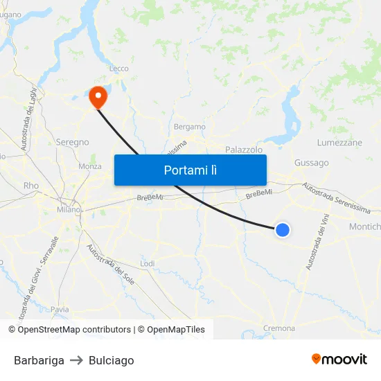Barbariga to Bulciago map