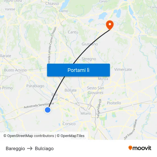 Bareggio to Bulciago map