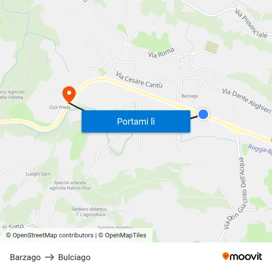Barzago to Bulciago map