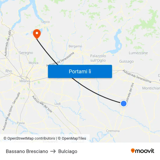 Bassano Bresciano to Bulciago map