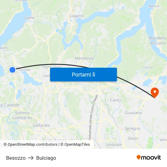 Besozzo to Bulciago map