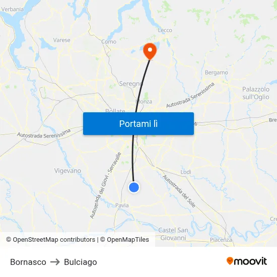 Bornasco to Bulciago map