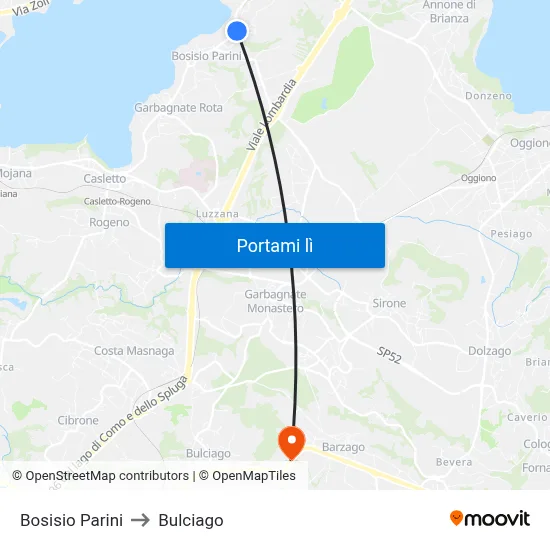 Bosisio Parini to Bulciago map
