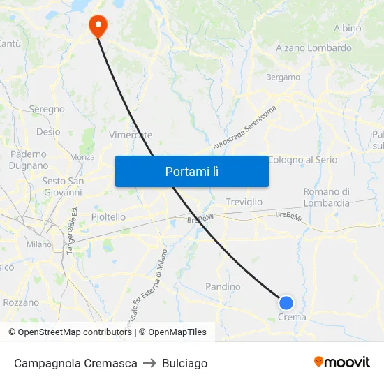 Campagnola Cremasca to Bulciago map