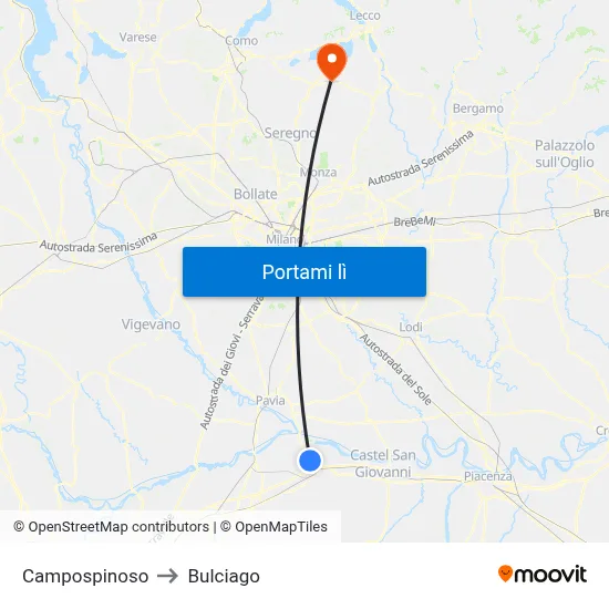 Campospinoso to Bulciago map