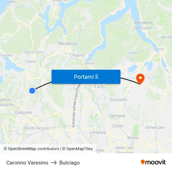 Caronno Varesino to Bulciago map