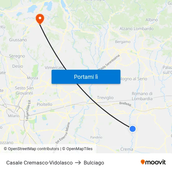 Casale Cremasco-Vidolasco to Bulciago map