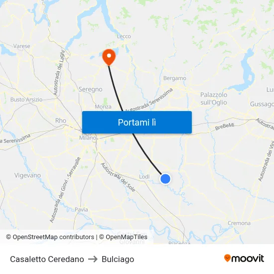 Casaletto Ceredano to Bulciago map