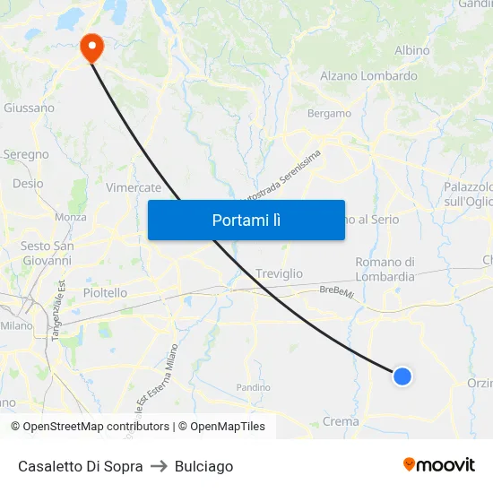 Casaletto Di Sopra to Bulciago map