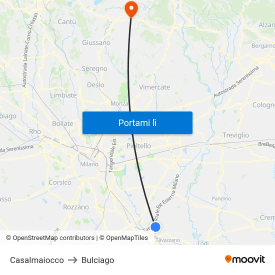 Casalmaiocco to Bulciago map