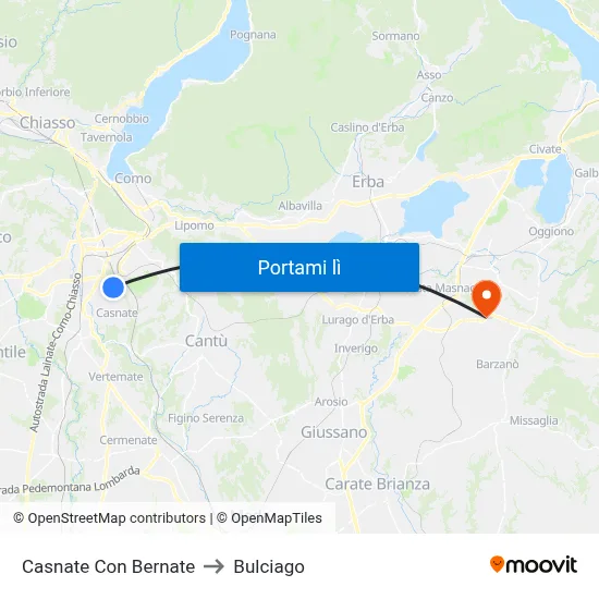 Casnate Con Bernate to Bulciago map