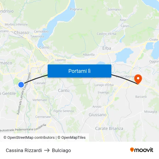 Cassina Rizzardi to Bulciago map