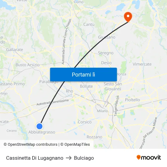Cassinetta Di Lugagnano to Bulciago map