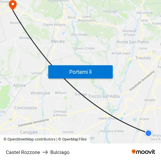 Castel Rozzone to Bulciago map